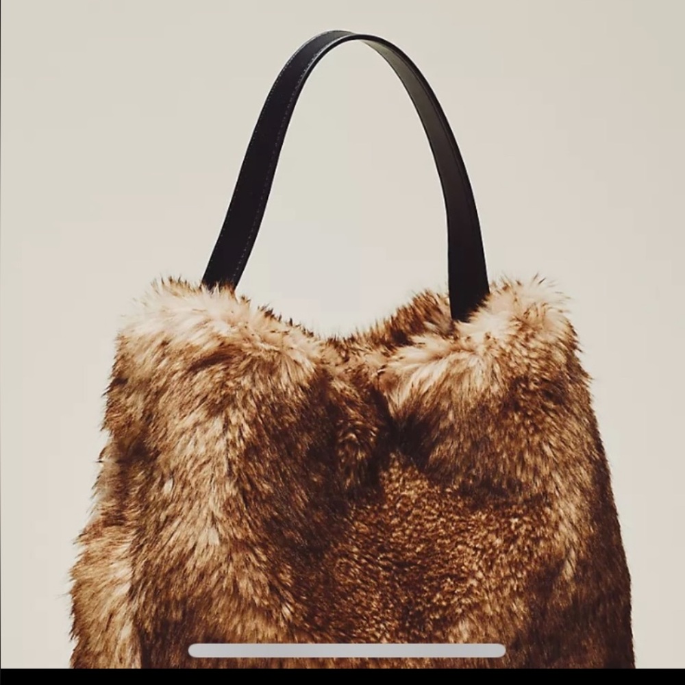 Anthropology Faux Fur Slouchy oversized Tote Bag.